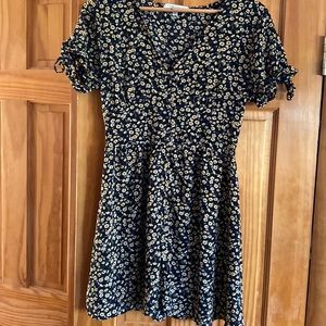 Purple Snow Dress Navy with Daisies.